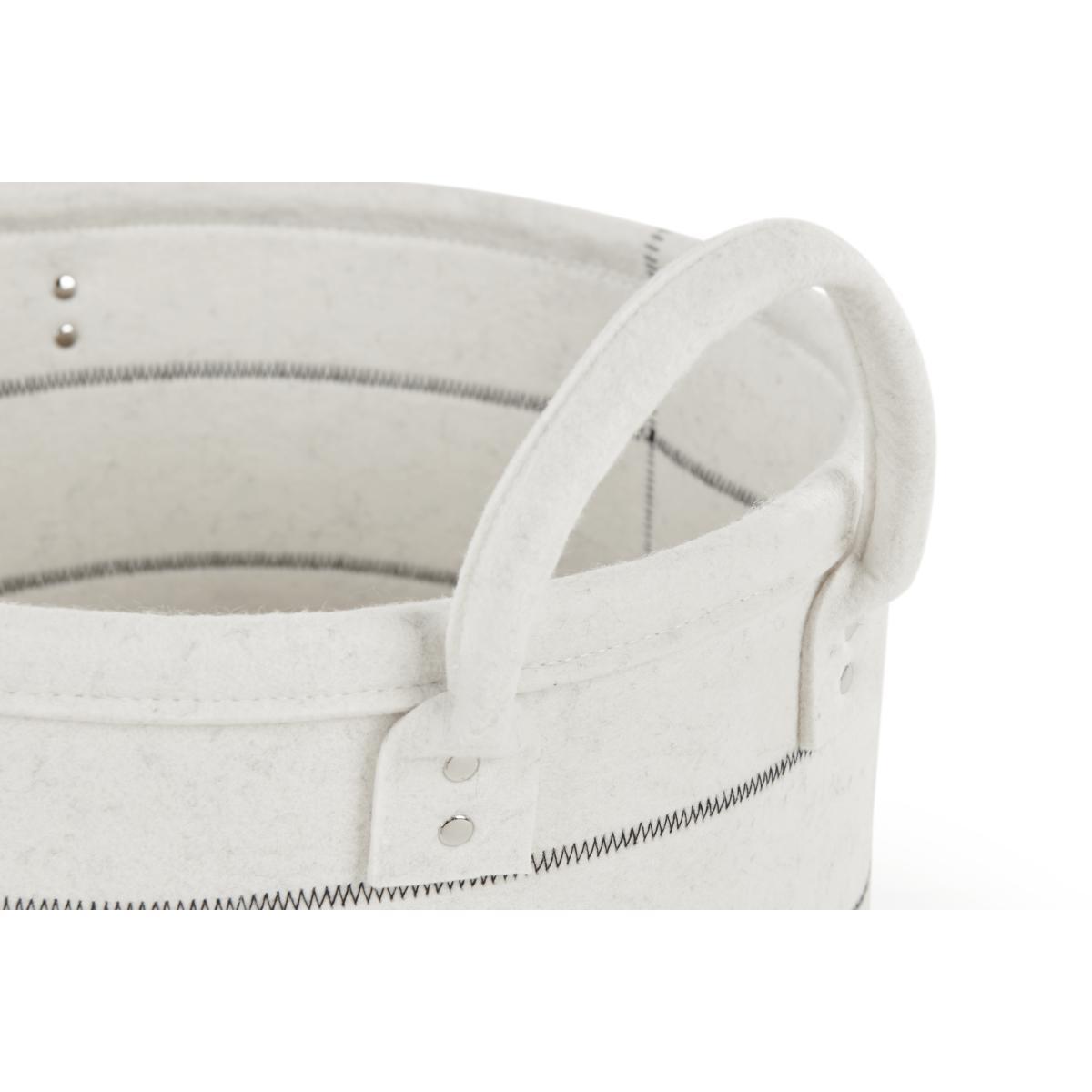 Millon Set of 2 Felt Stripe Laundry Baskets, Off White – image 6