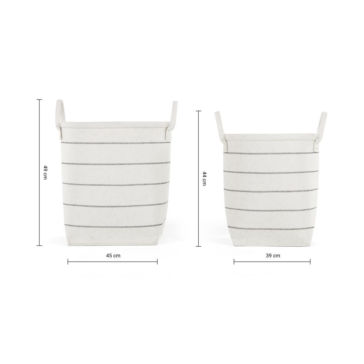 Millon Set of 2 Felt Stripe Laundry Baskets, Off White – image 9