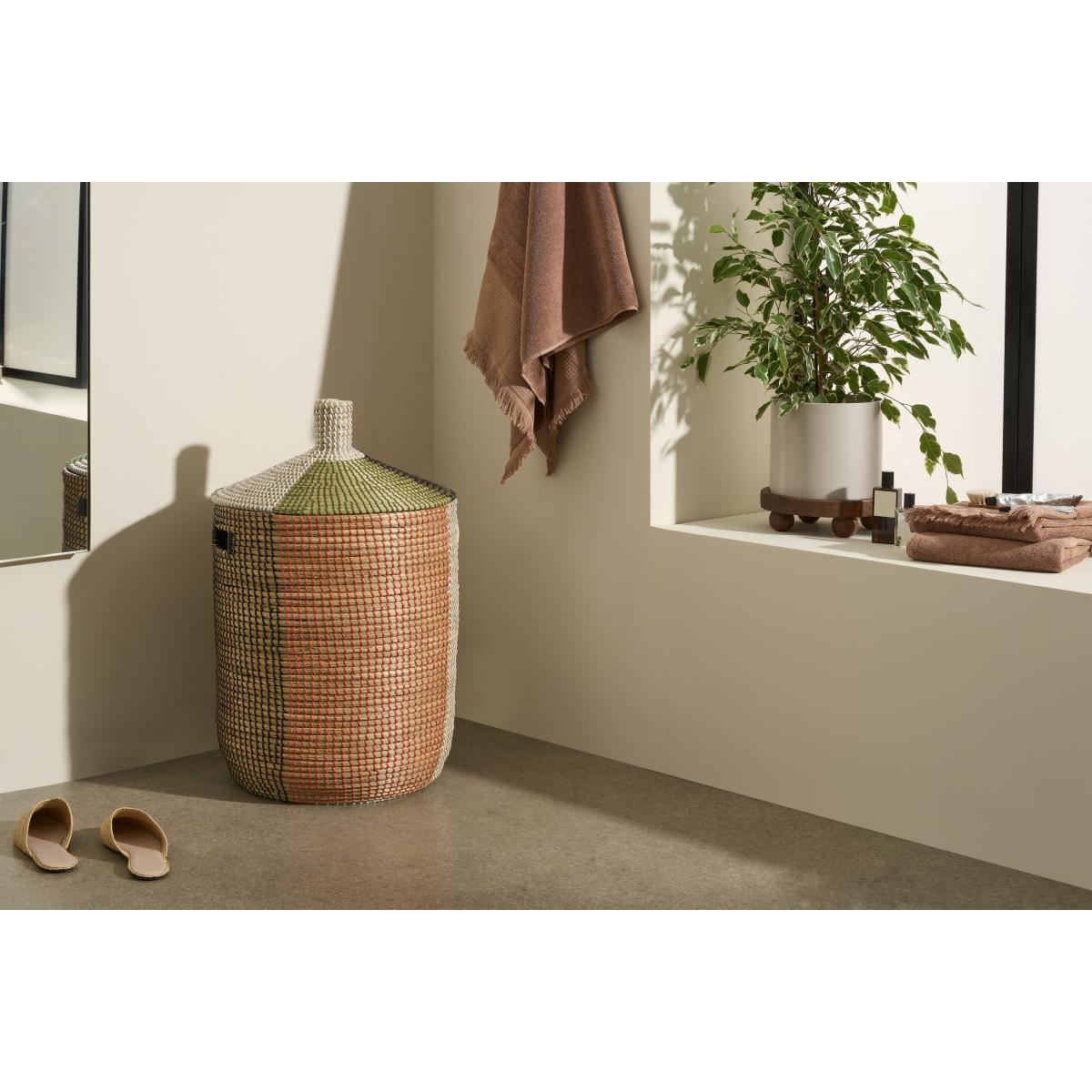 Havana Laundry Basket, Burnt Orange & Khaki Green Natural Seagrass – image 3