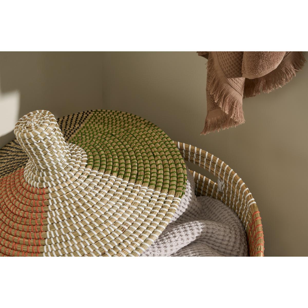 Havana Laundry Basket, Burnt Orange & Khaki Green Natural Seagrass – image 4