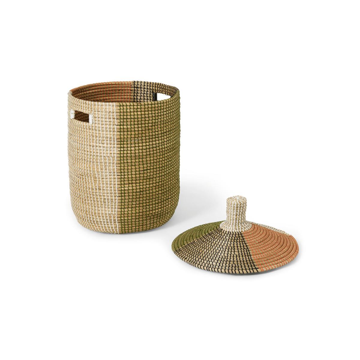 Havana Laundry Basket, Burnt Orange & Khaki Green Natural Seagrass – image 5