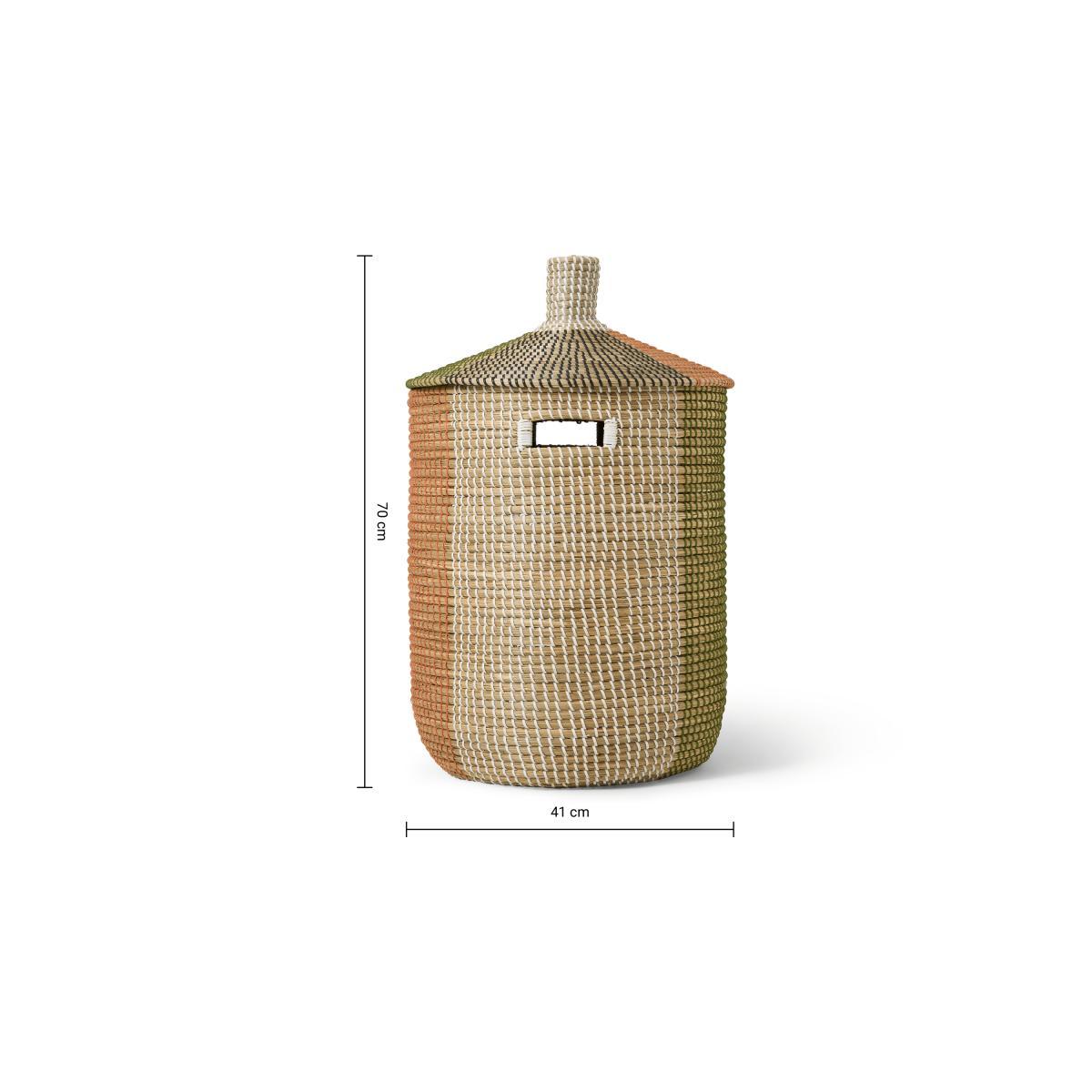 Havana Laundry Basket, Burnt Orange & Khaki Green Natural Seagrass – image 8