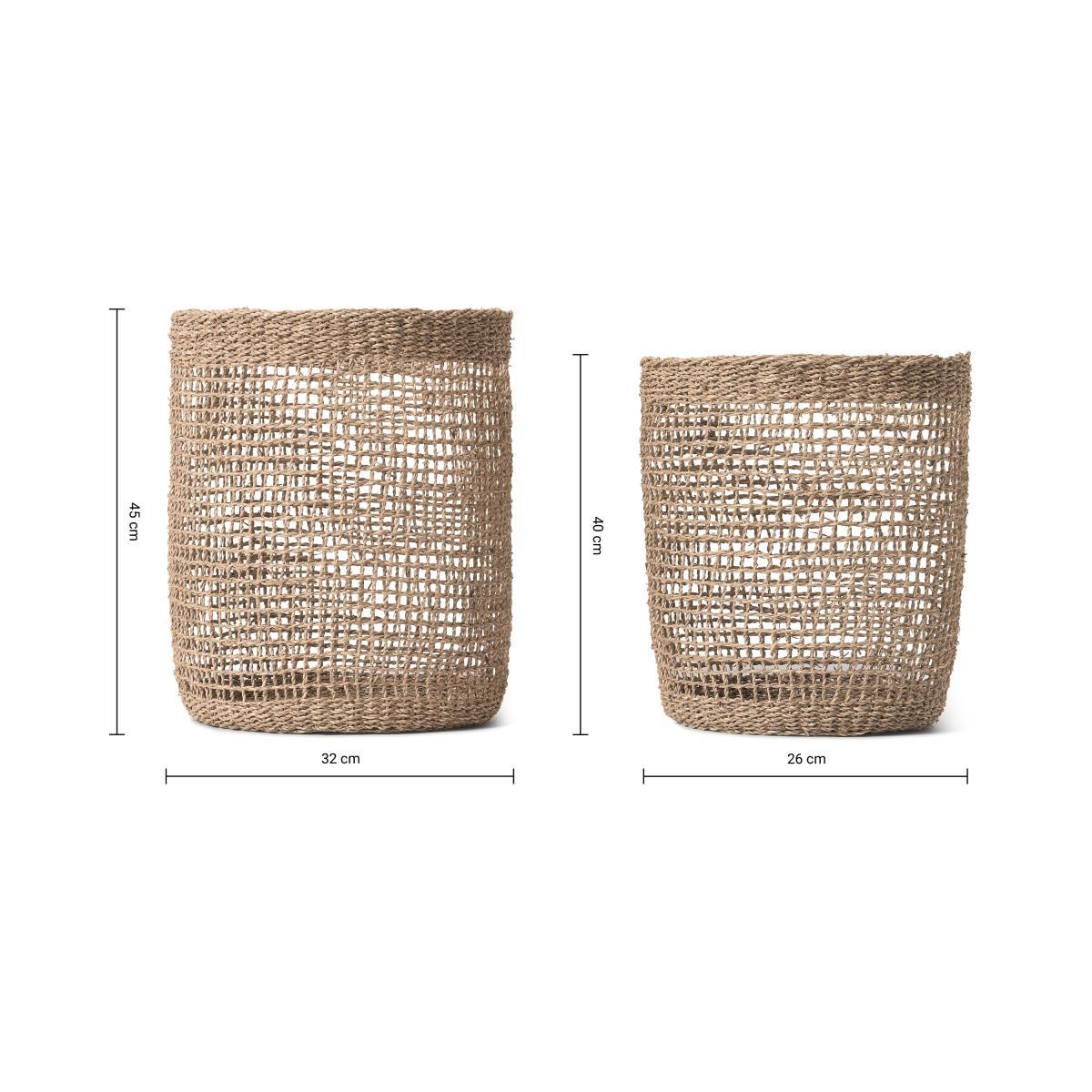 Lau Set of 2 Open Weave Baskets, Natural Seagrass – image 8