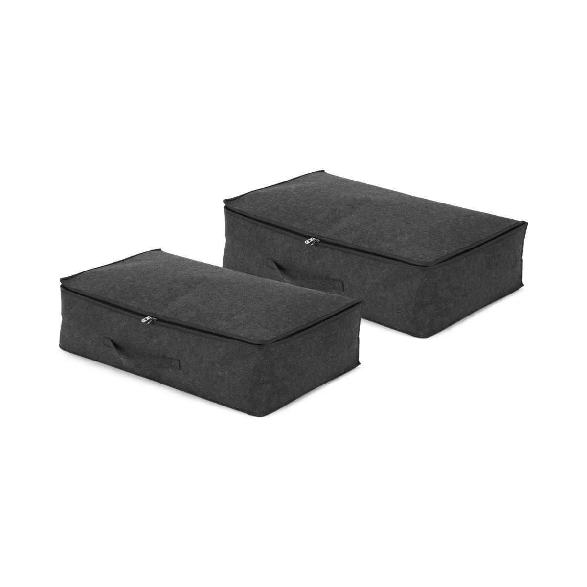 Bask Set of 2 Underbed Felt Storage Trunks, Charcoal – image 2