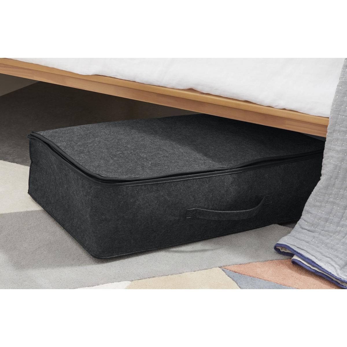 Bask Set of 2 Underbed Felt Storage Trunks, Charcoal – image 3