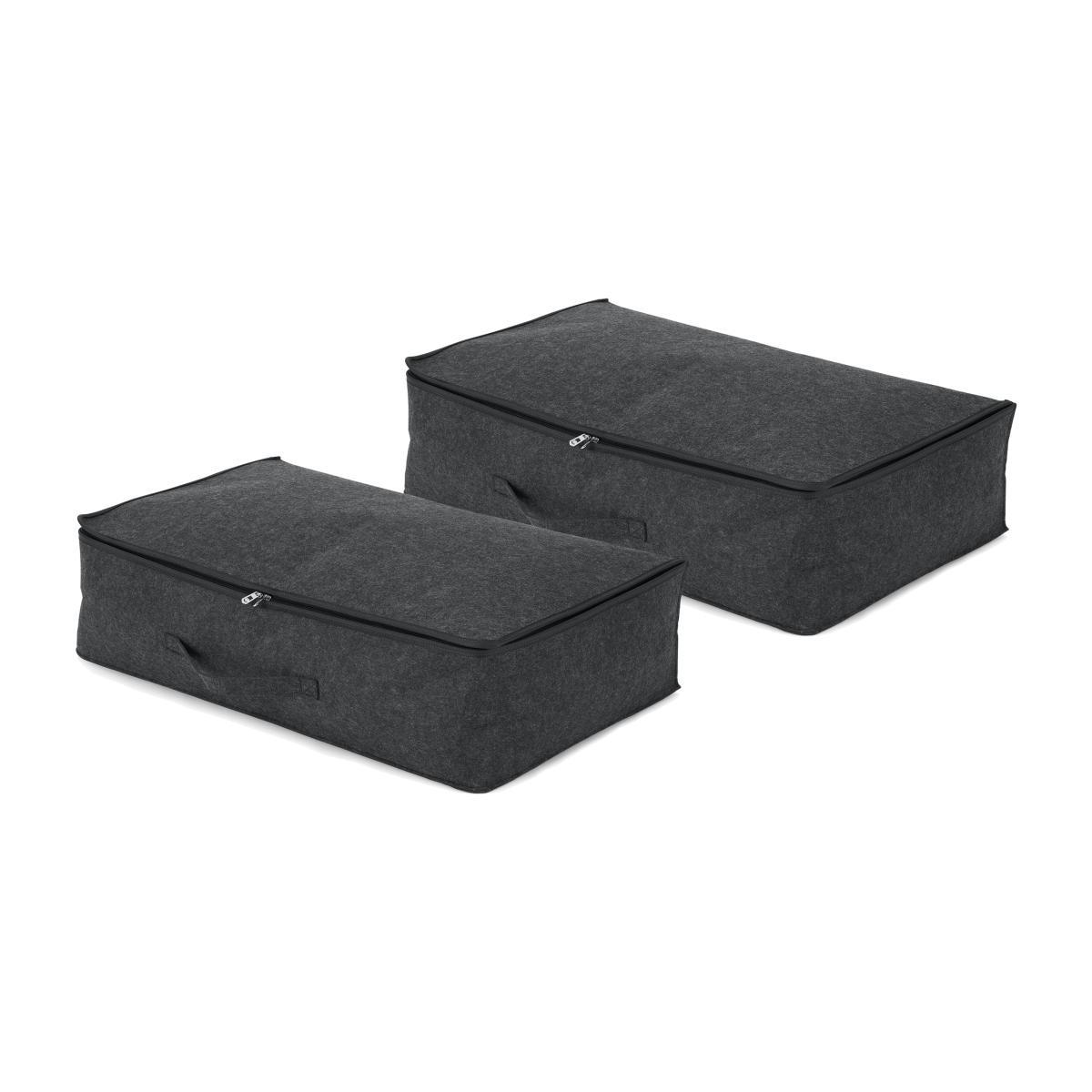 Bask Set of 2 Underbed Felt Storage Trunks, Charcoal – image 1