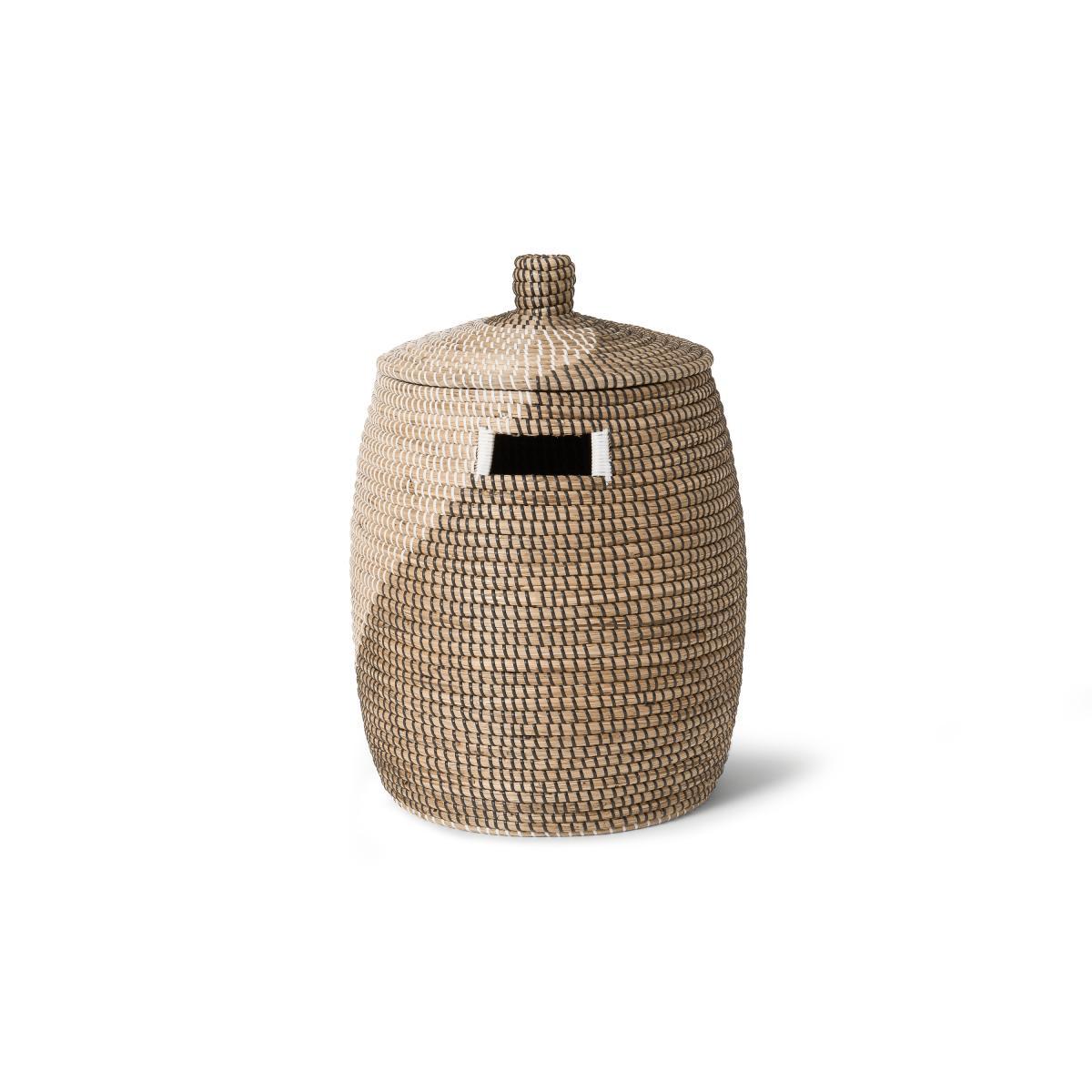 Roare Slant Laundry Basket, Black & White Natural Seagrass – image 2