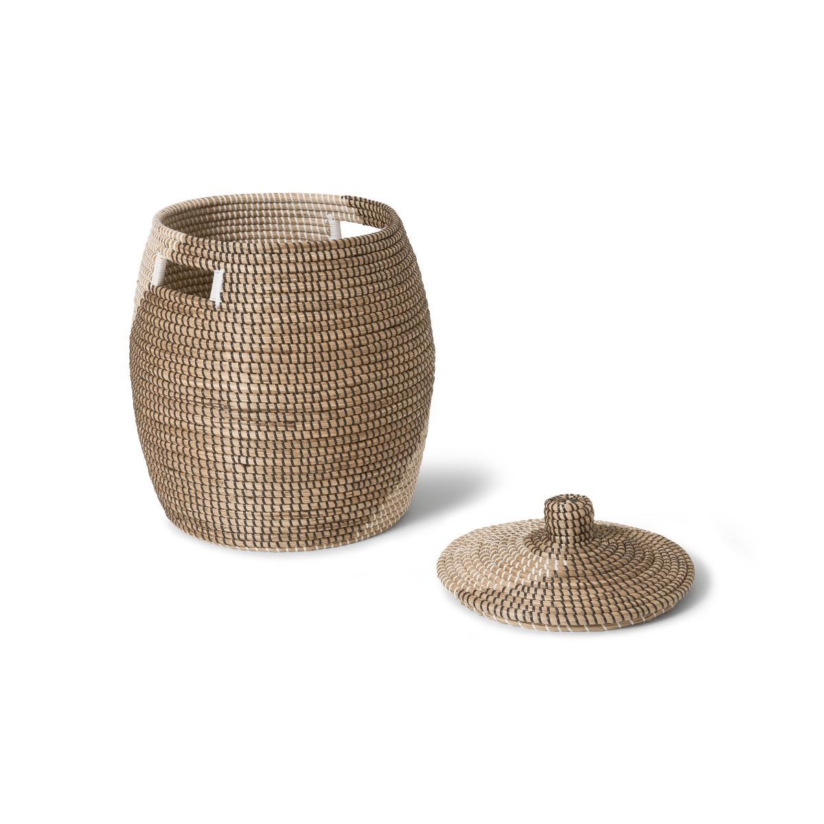 Roare Slant Laundry Basket, Black & White Natural Seagrass – image 5