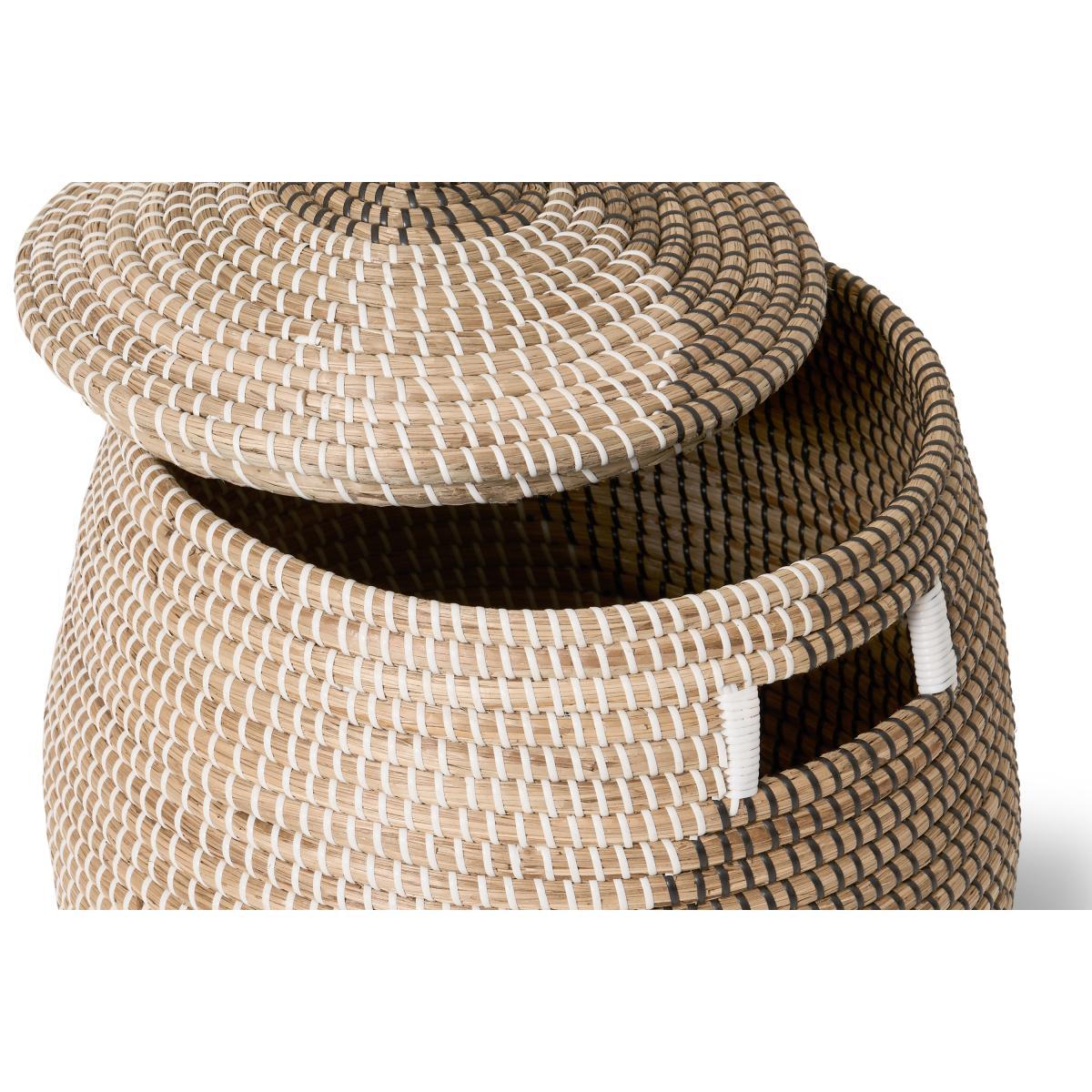 Roare Slant Laundry Basket, Black & White Natural Seagrass – image 6