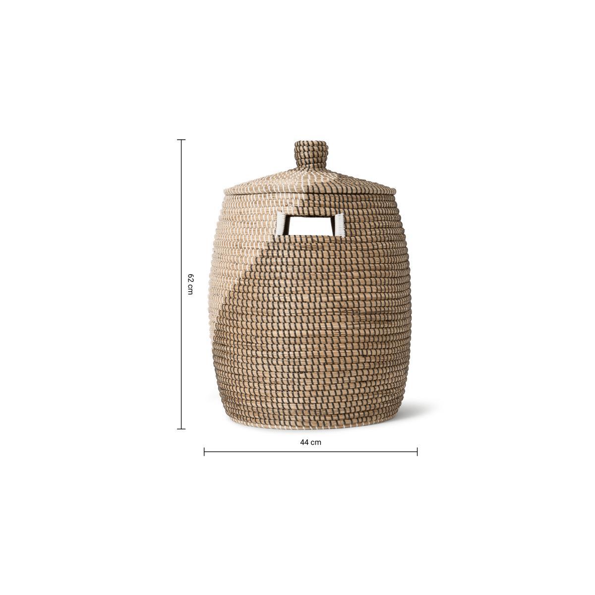 Roare Slant Laundry Basket, Black & White Natural Seagrass – image 8