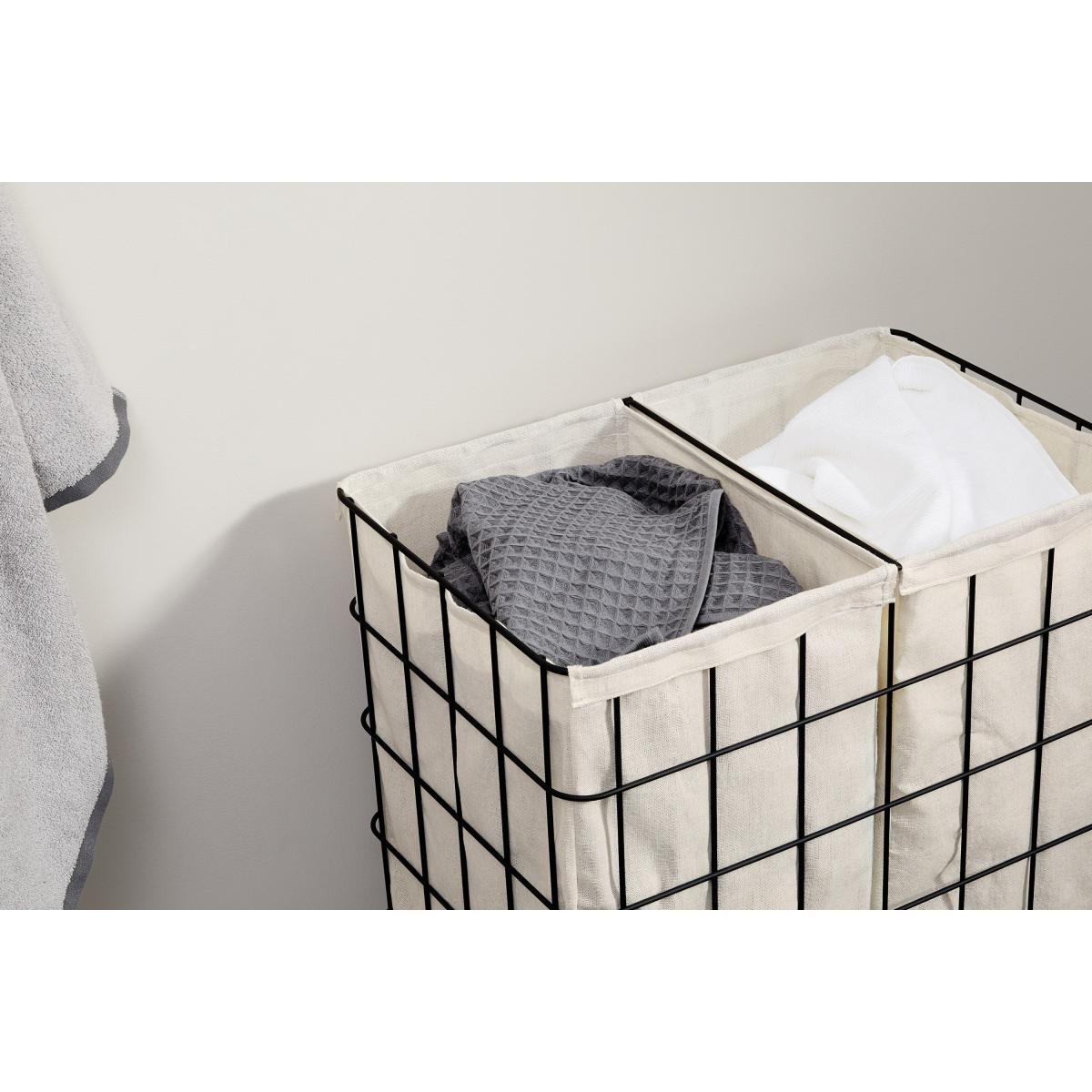 Moss Double Laundry Basket, Black – image 4