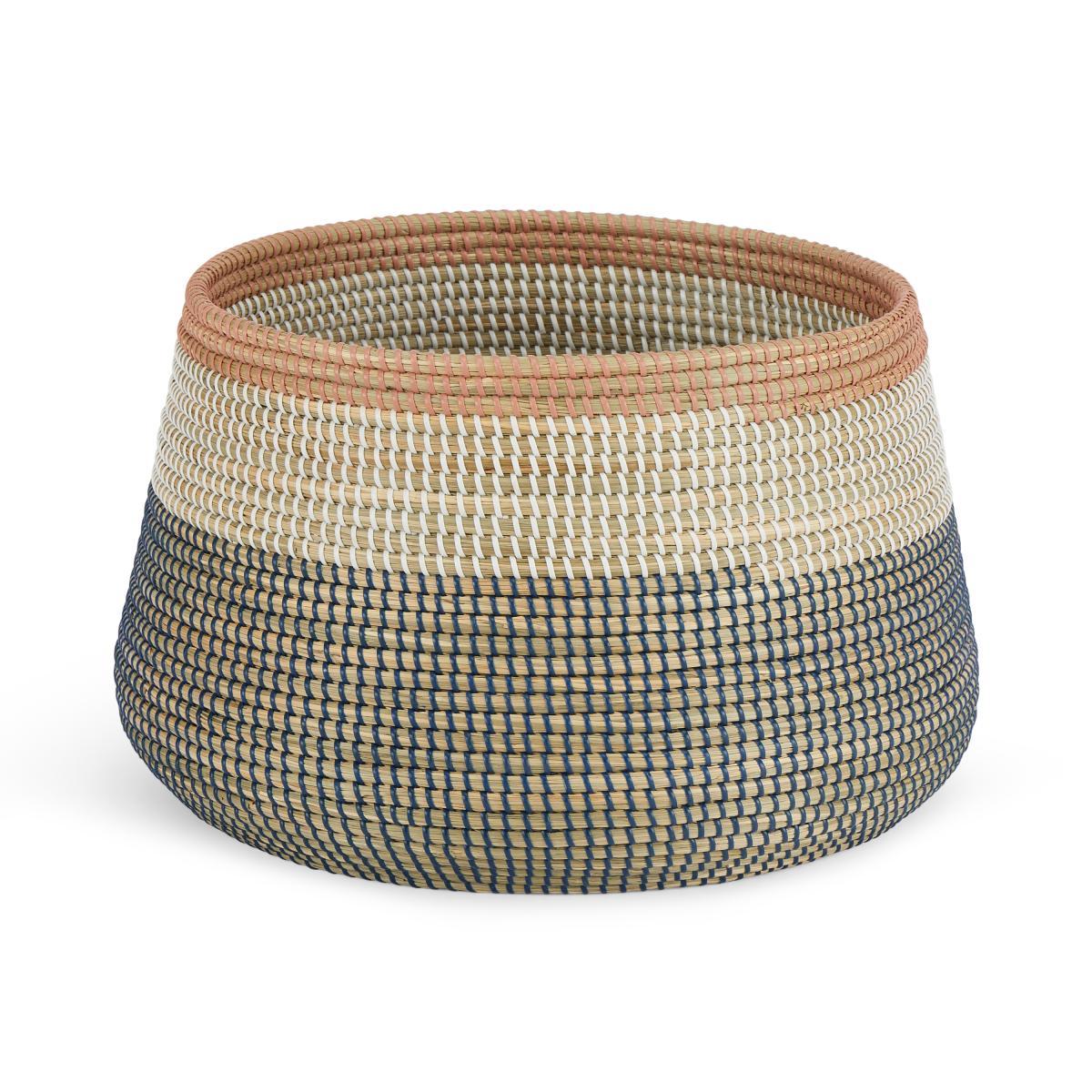 Cam Seagrass Storage Basket, Pink & Navy Blue – image 2