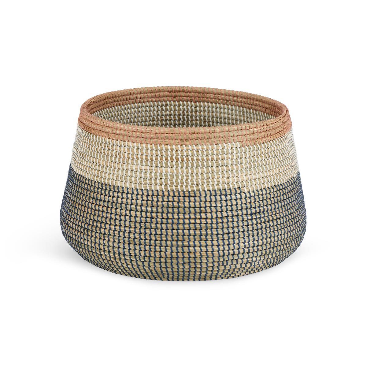 Cam Seagrass Storage Basket, Pink & Navy Blue – image 3