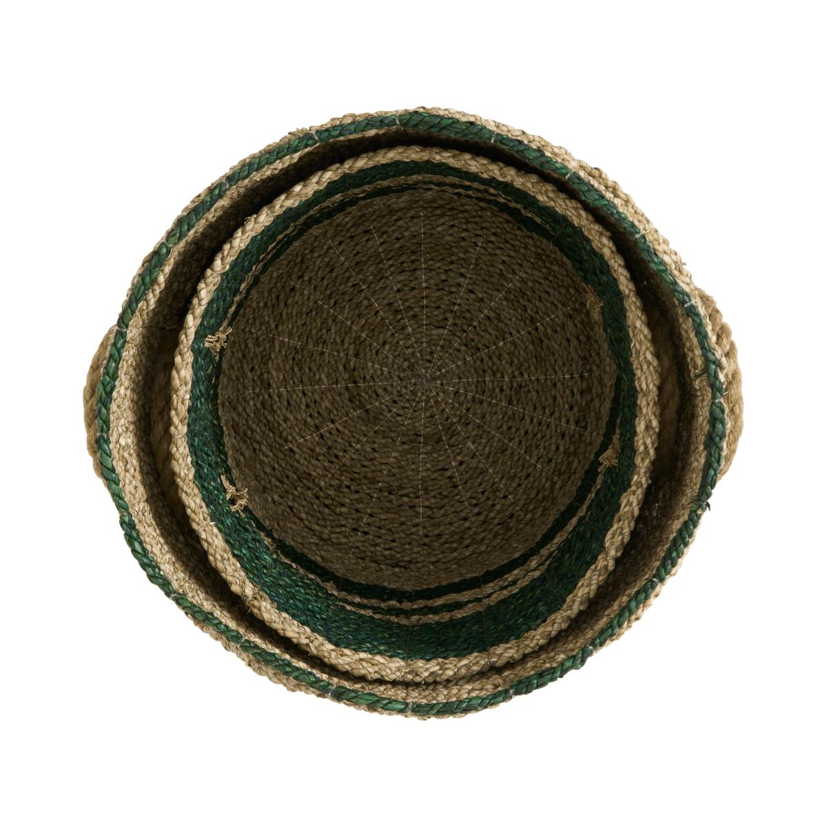 Nelly Set of 2 Striped Baskets, Green Seagrass – image 11