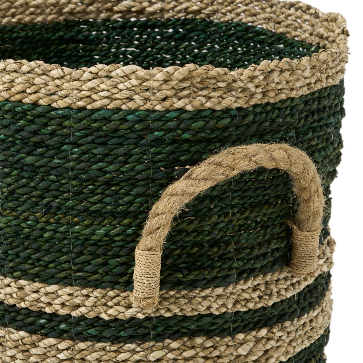 Nelly Set of 2 Striped Baskets, Green Seagrass – image 12