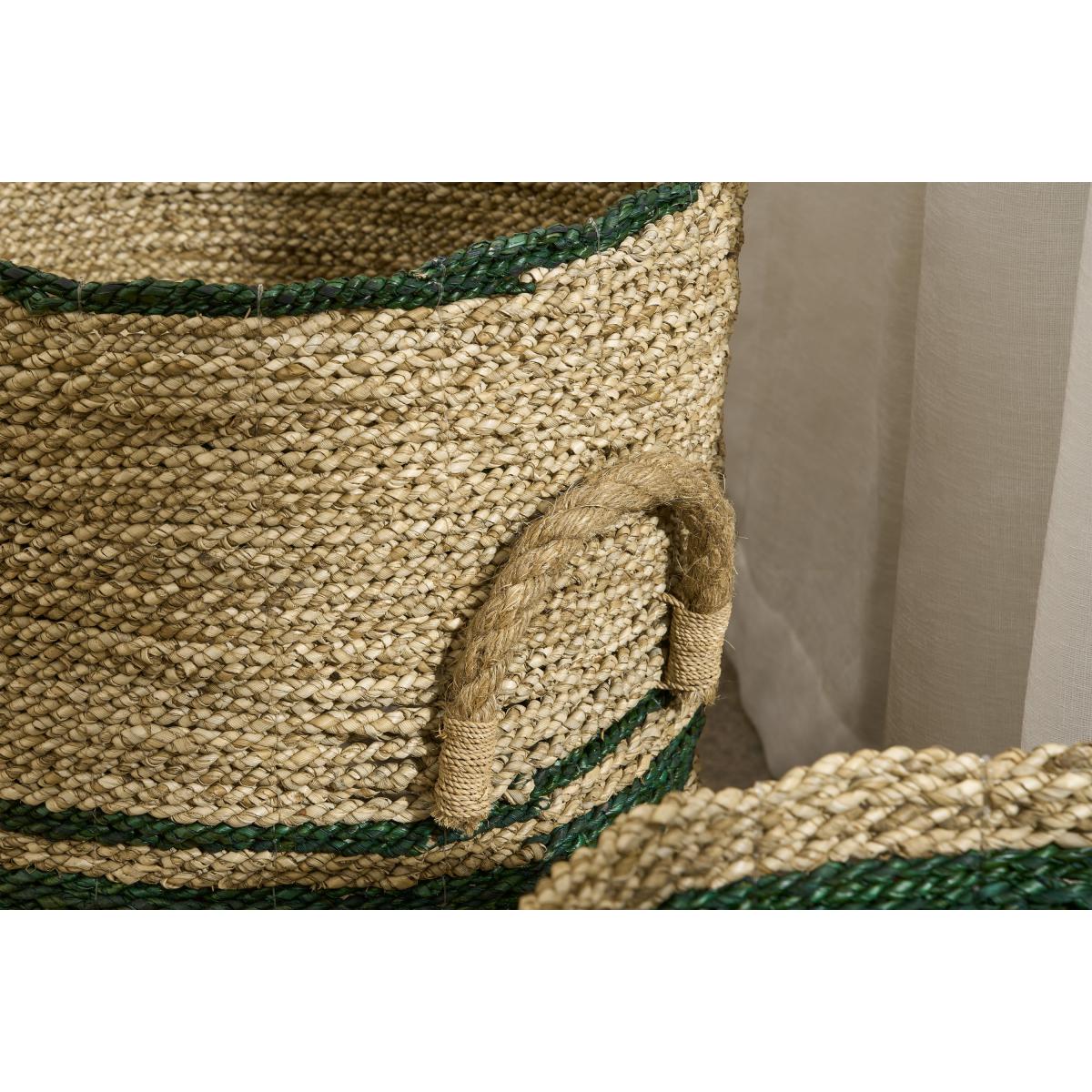Nelly Set of 2 Striped Baskets, Green Seagrass – image 4