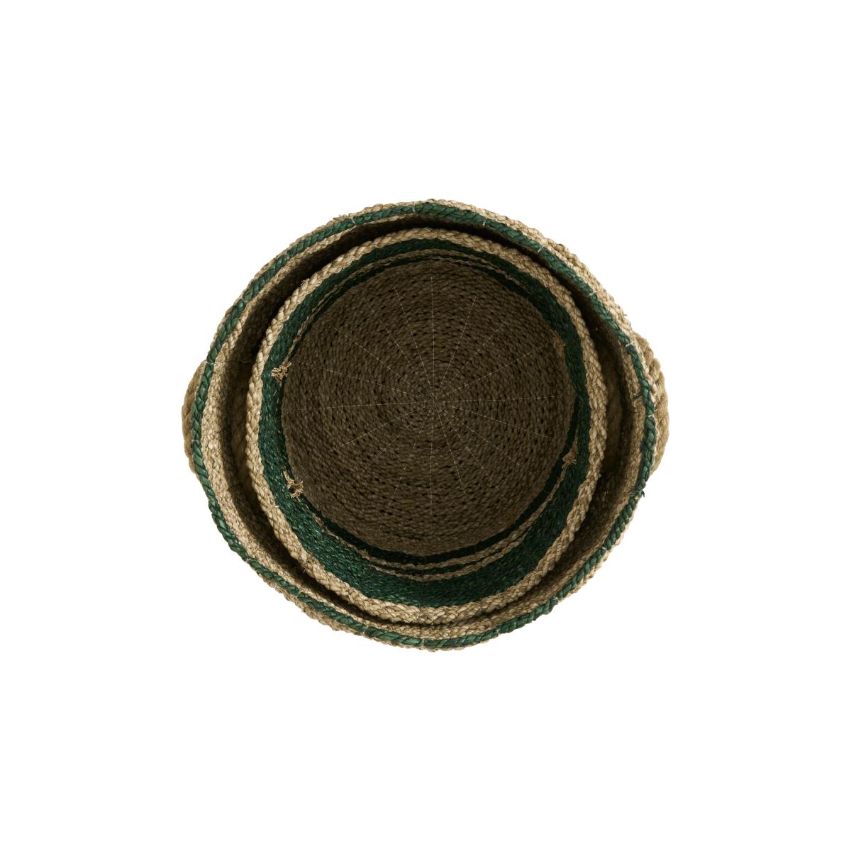 Nelly Set of 2 Striped Baskets, Green Seagrass – image 5