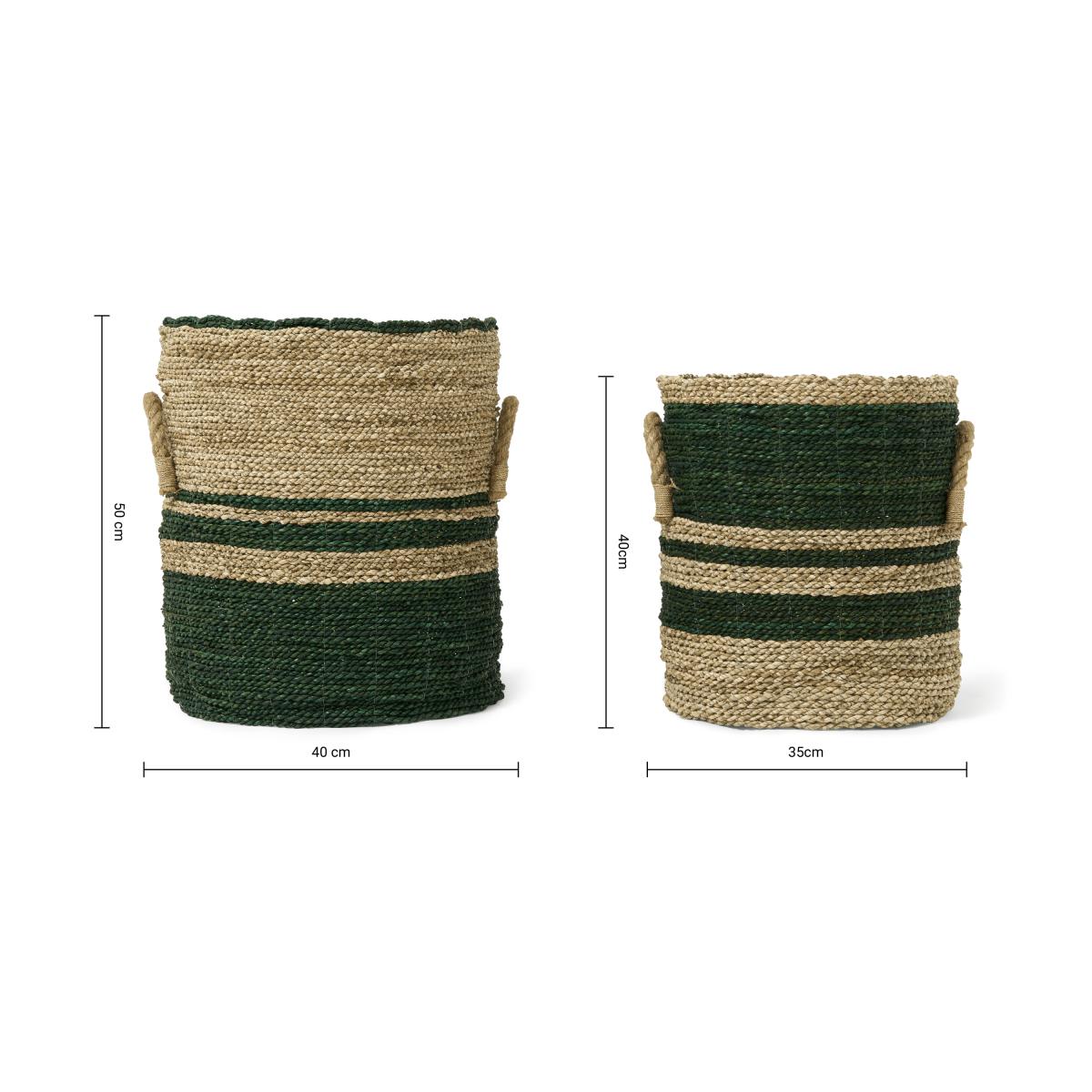 Nelly Set of 2 Striped Baskets, Green Seagrass – image 8