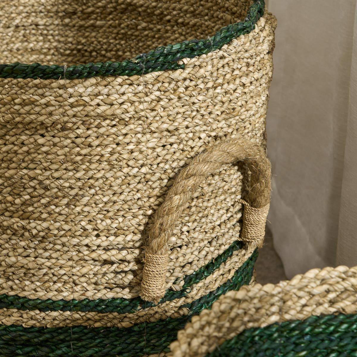 Nelly Set of 2 Striped Baskets, Green Seagrass – image 10