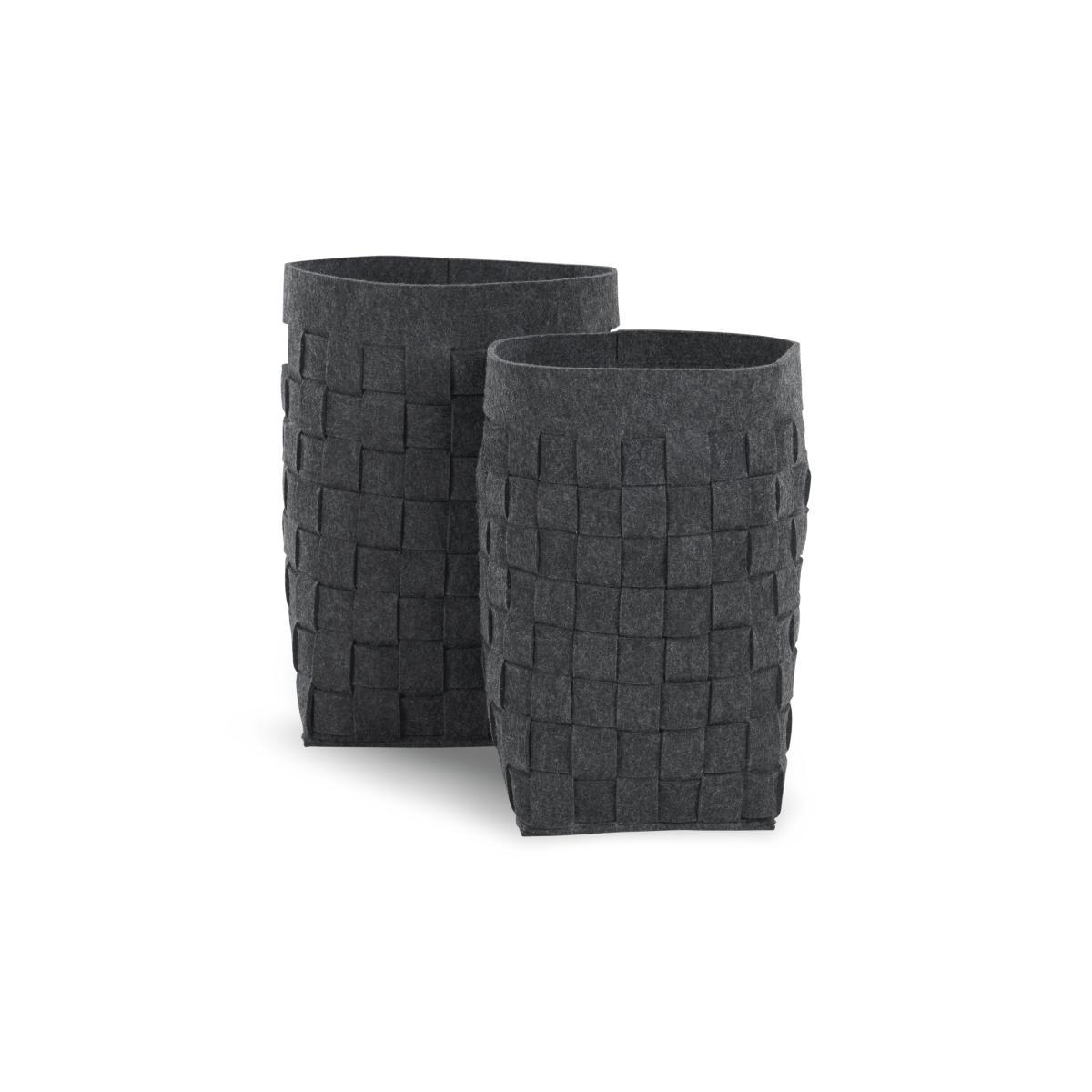 Bask Set of 2 Felt Woven Laundry Baskets, Charcoal – image 2