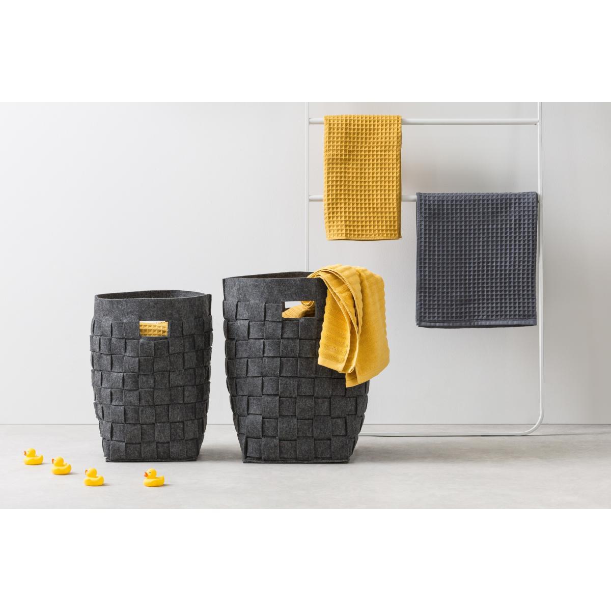 Bask Set of 2 Felt Woven Laundry Baskets, Charcoal – image 3