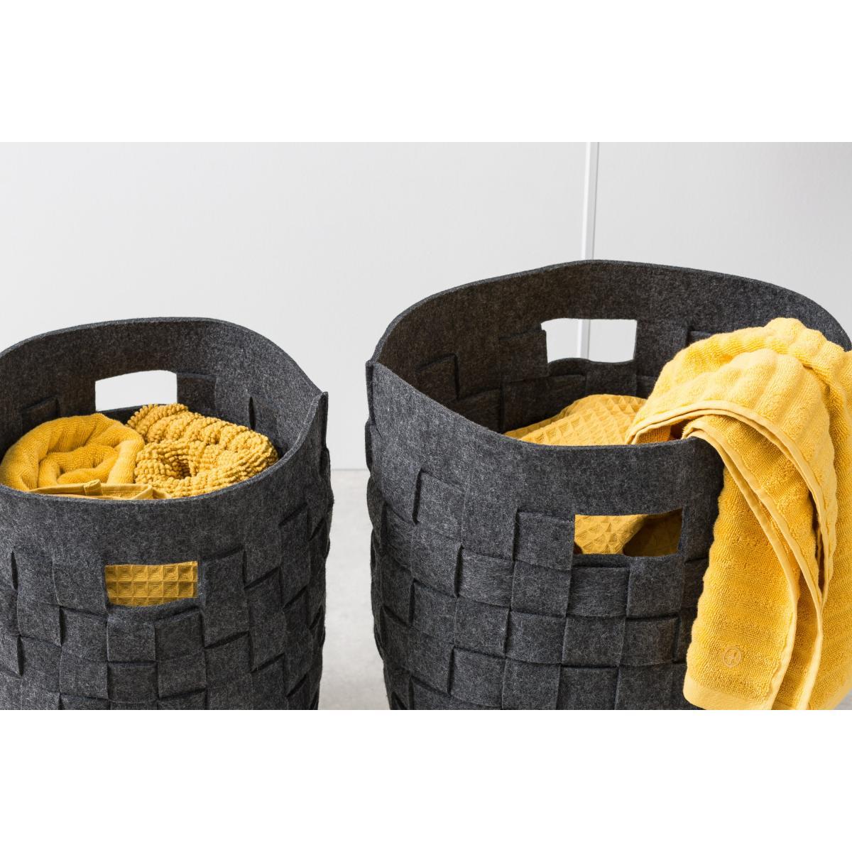 Bask Set of 2 Felt Woven Laundry Baskets, Charcoal – image 5