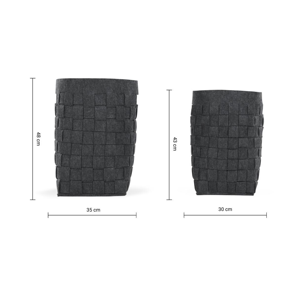 Bask Set of 2 Felt Woven Laundry Baskets, Charcoal – image 8