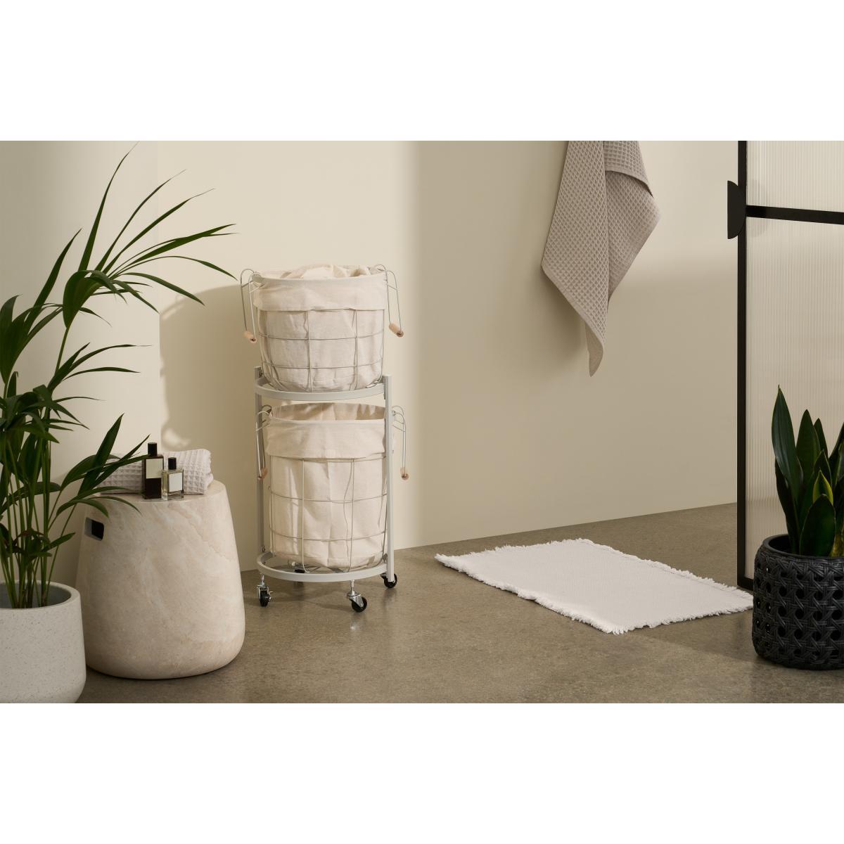 Lucia Set of 2 Stackable Laundry Baskets & Cart, Warm Grey – image 4