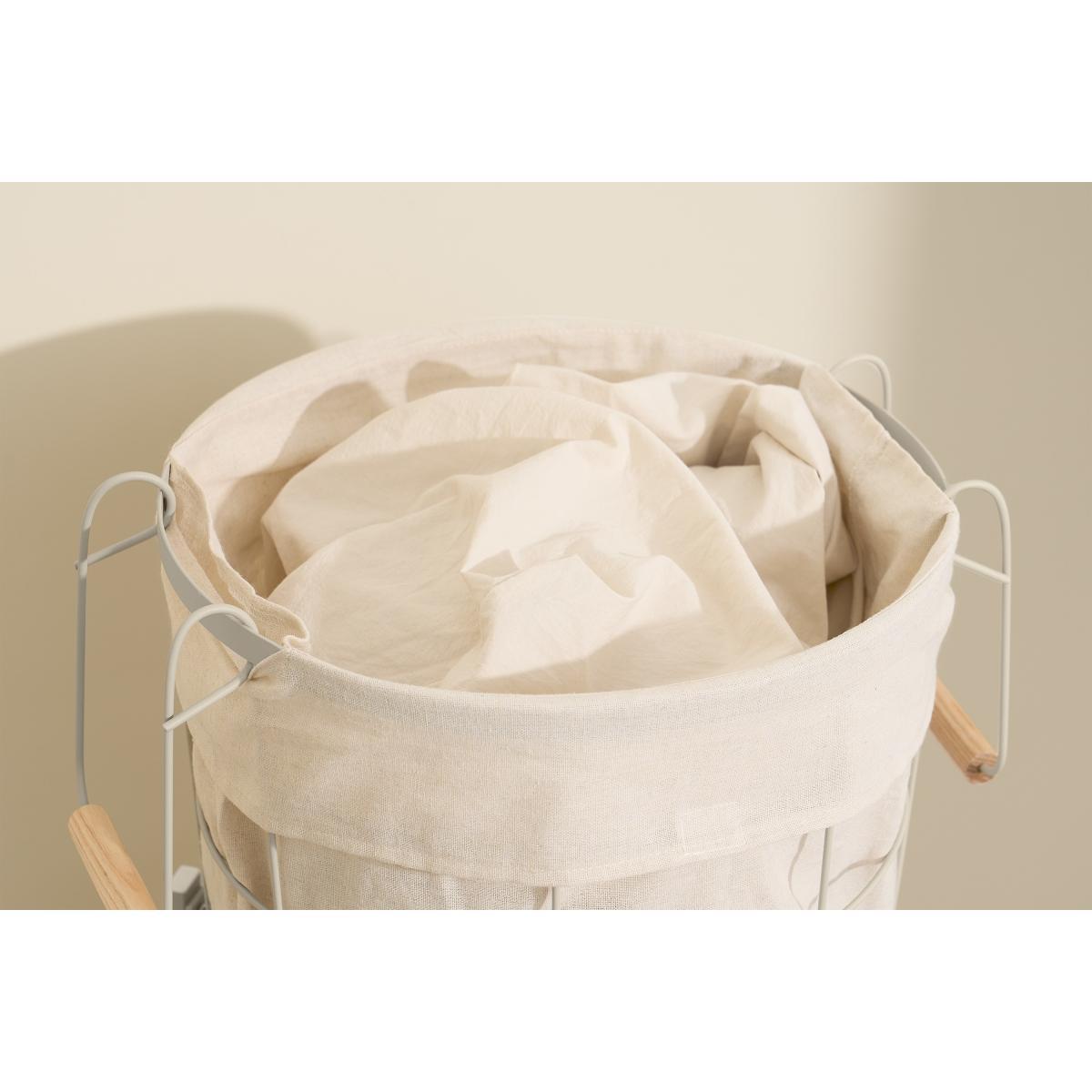 Lucia Set of 2 Stackable Laundry Baskets & Cart, Warm Grey – image 5