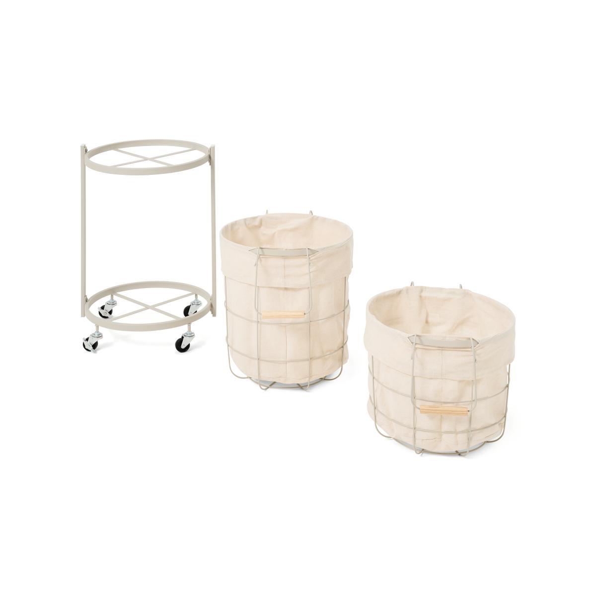 Lucia Set of 2 Stackable Laundry Baskets & Cart, Warm Grey – image 6