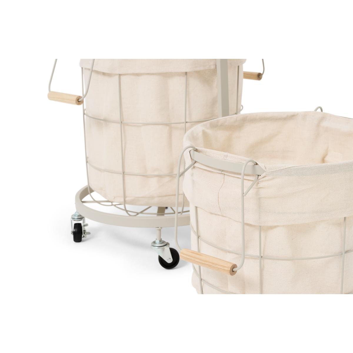 Lucia Set of 2 Stackable Laundry Baskets & Cart, Warm Grey – image 7
