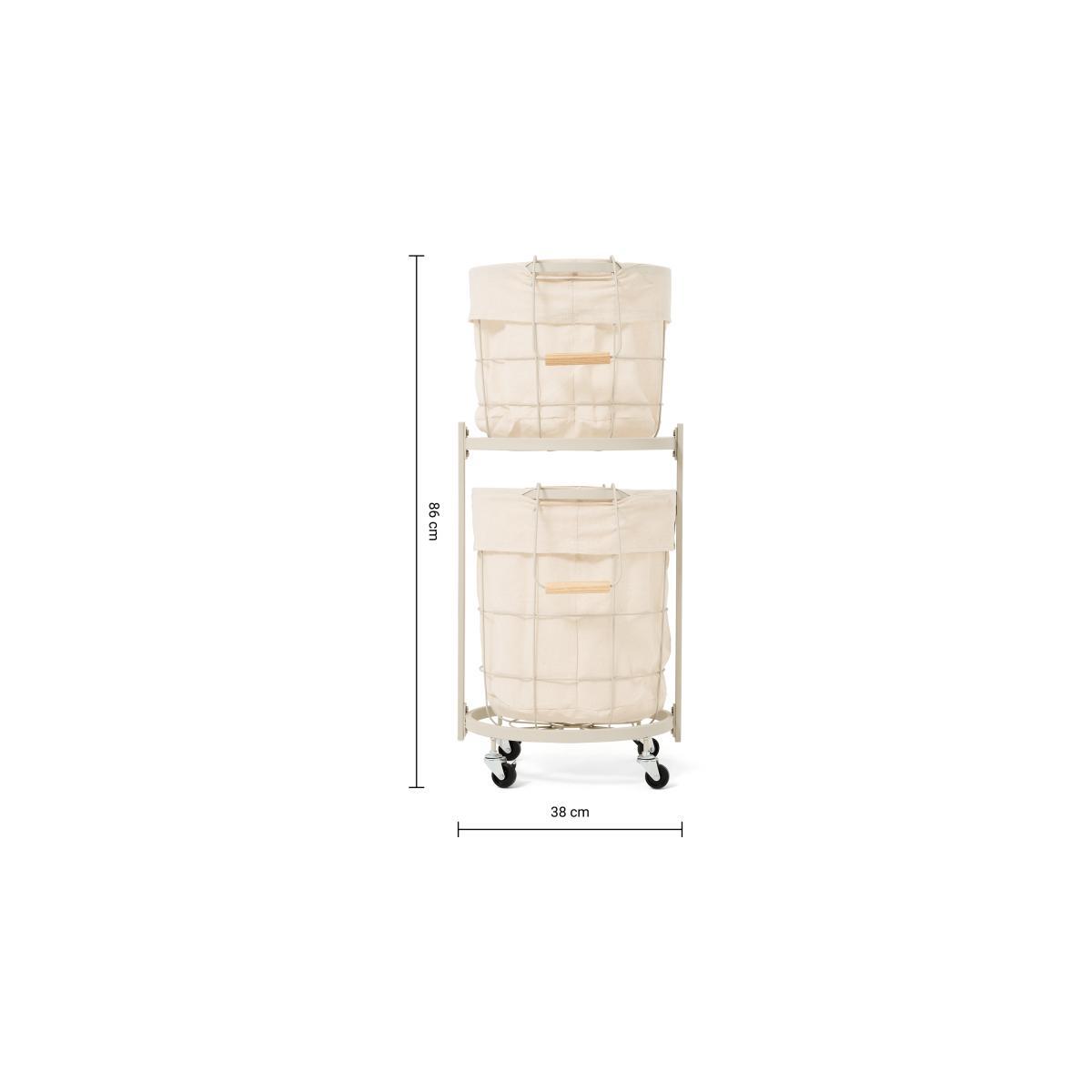 Lucia Set of 2 Stackable Laundry Baskets & Cart, Warm Grey – image 10