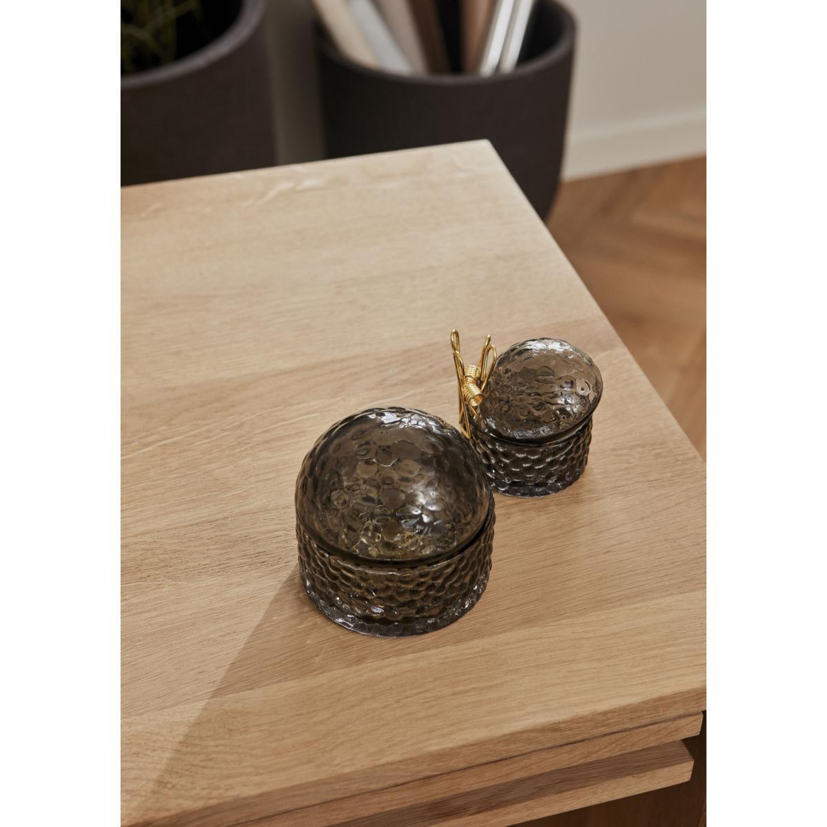 Arura Small Box - / Textured glass - Ø 7 x H 8 cm by AYTM Black – image 4