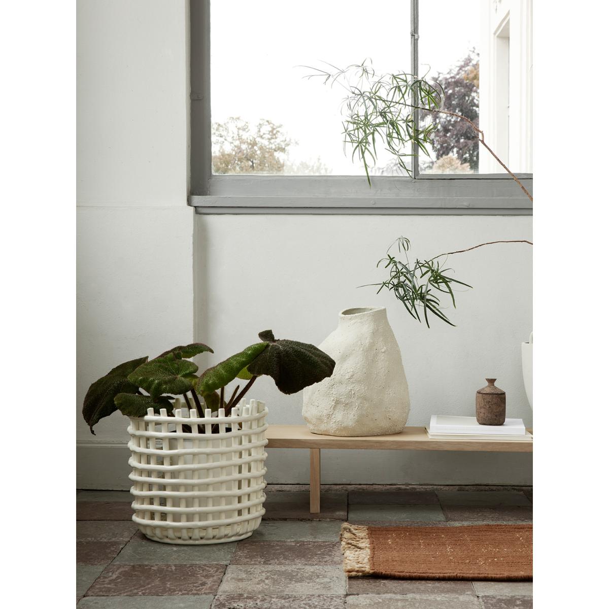Ceramic plaited basket Ø35 cm Off white – image 2