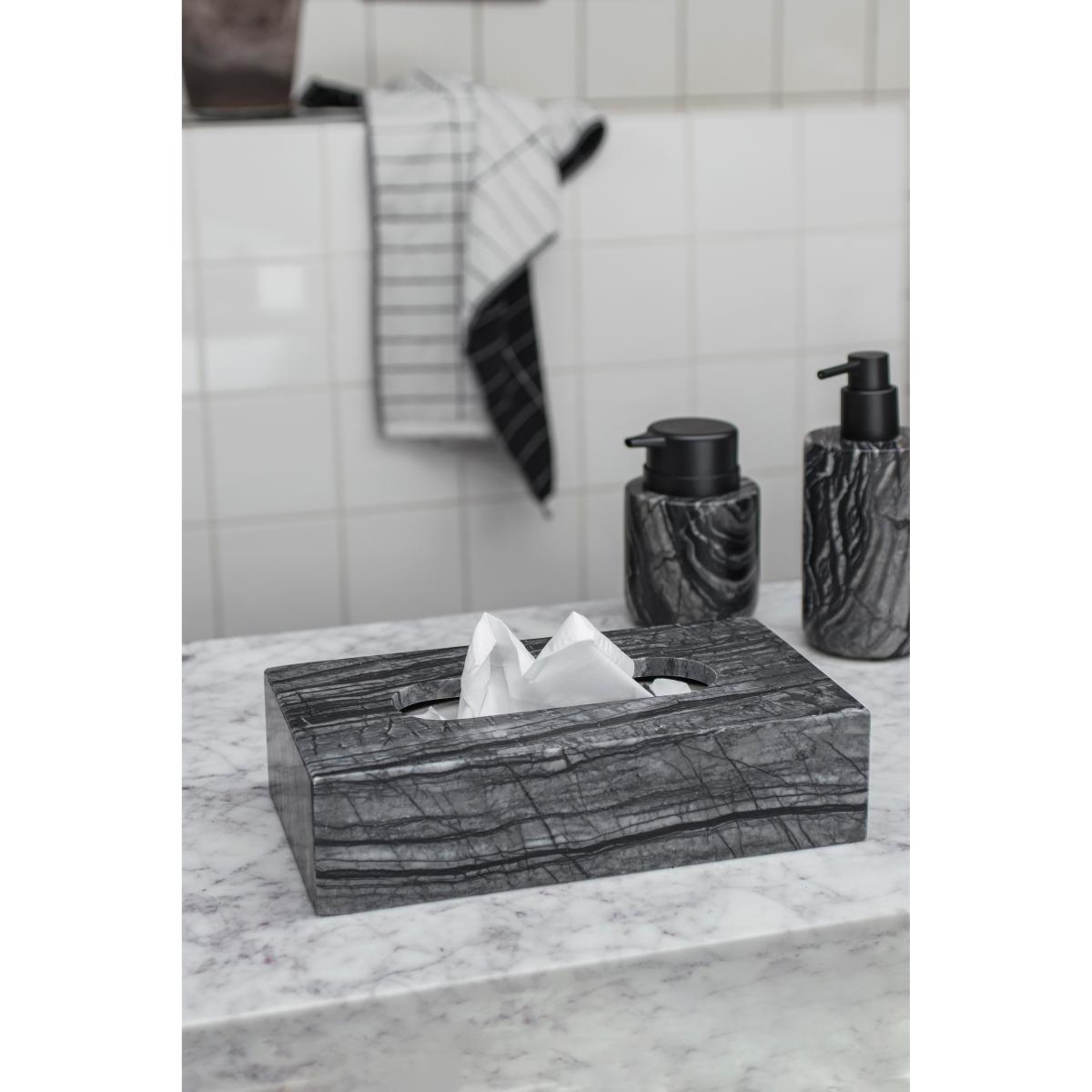 Mette Ditmer Marble tissue box 14x25.5 cm Black-Grey – image 3
