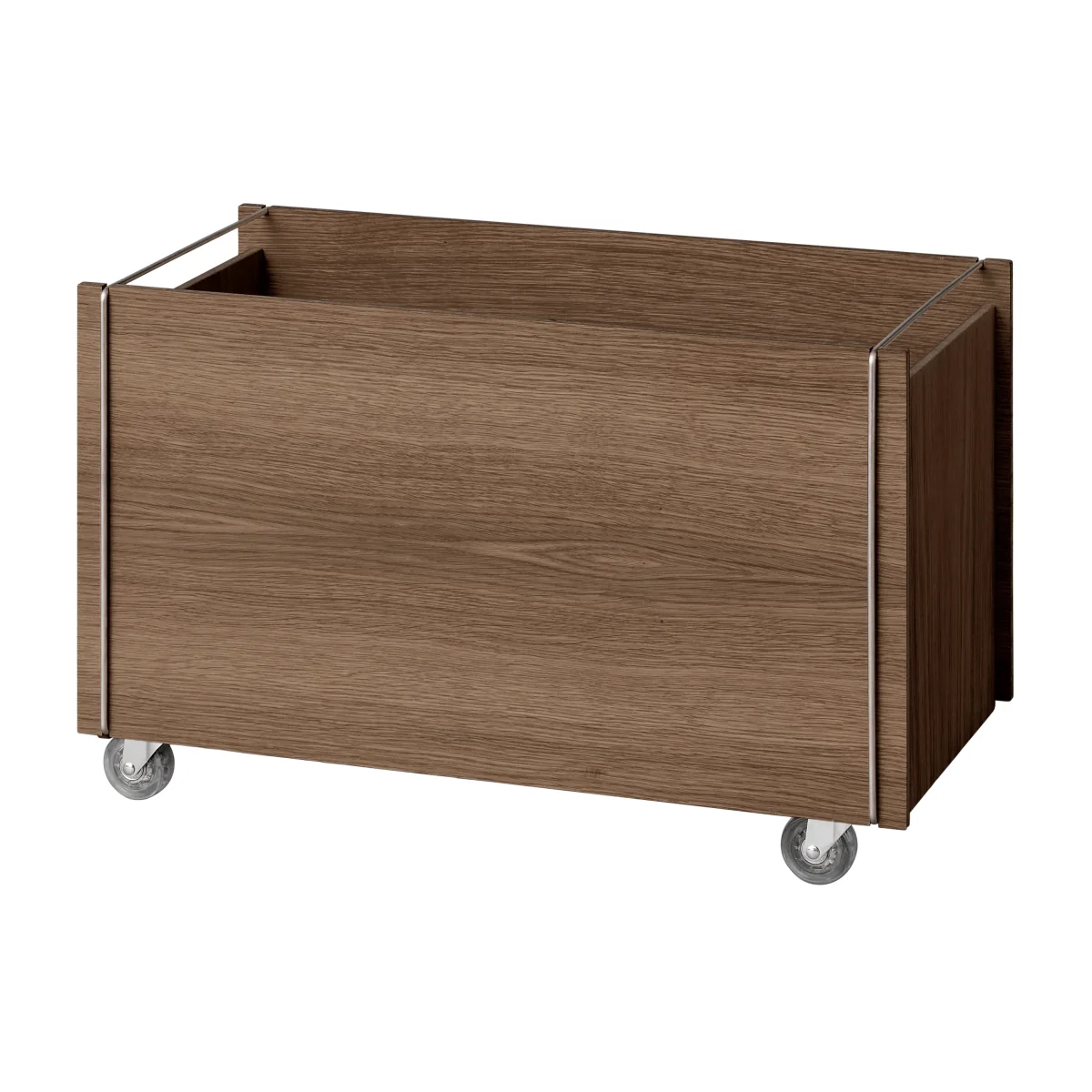 MOEBE Moebe storage box Smoked oak-stainless steel with castors 33x60x31 cm – image 1