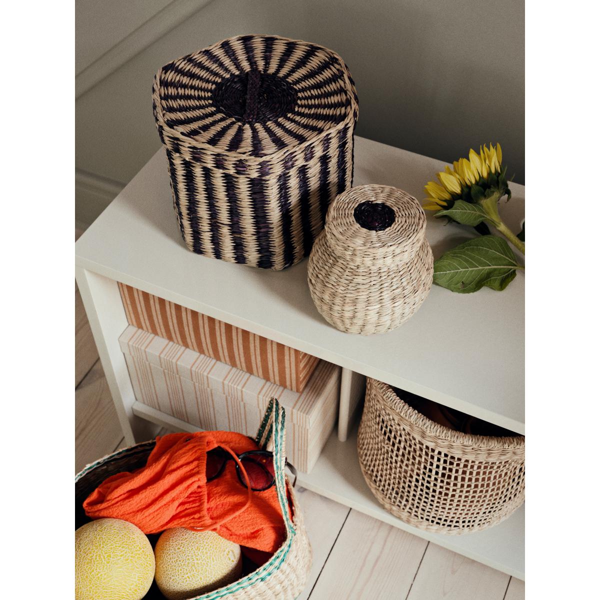 Broste Copenhagen Carmen storage box 2 pieces Natural-black – image 2