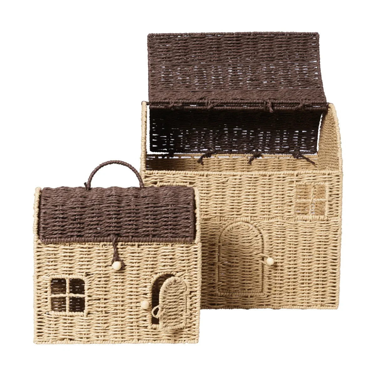 Ferm Living Casu house-shaped storage baskets 2 pieces Natural-dark brown – image 5
