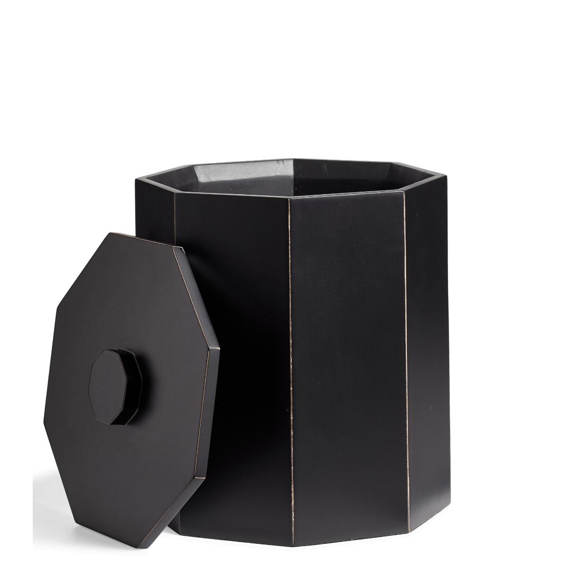OKA, Gonia Wastepaper Bin with Lid - Rubbed Black, Waste Baskets – image 3