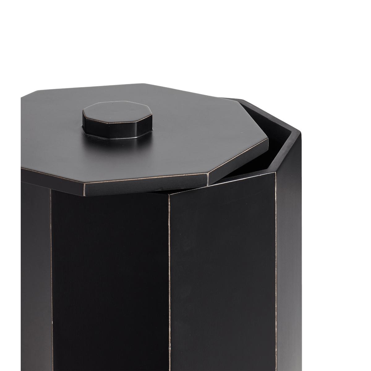 OKA, Gonia Wastepaper Bin with Lid - Rubbed Black, Waste Baskets – image 4
