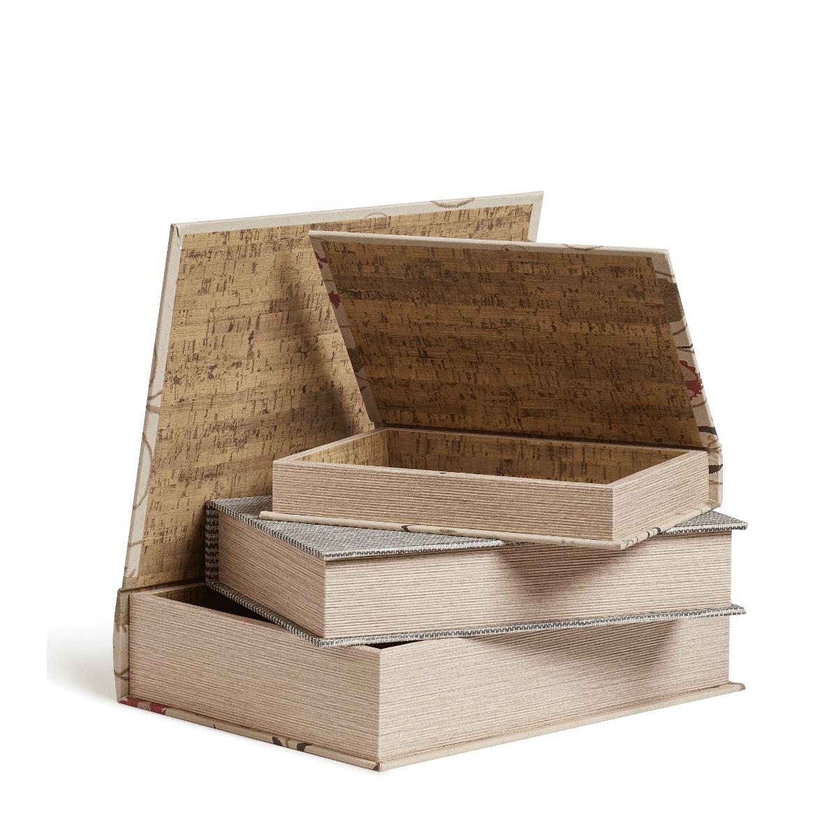 OKA, Set of Three Sheki Box Files - Multi, Storage Boxes, Canvas/MDF Wood – image 2