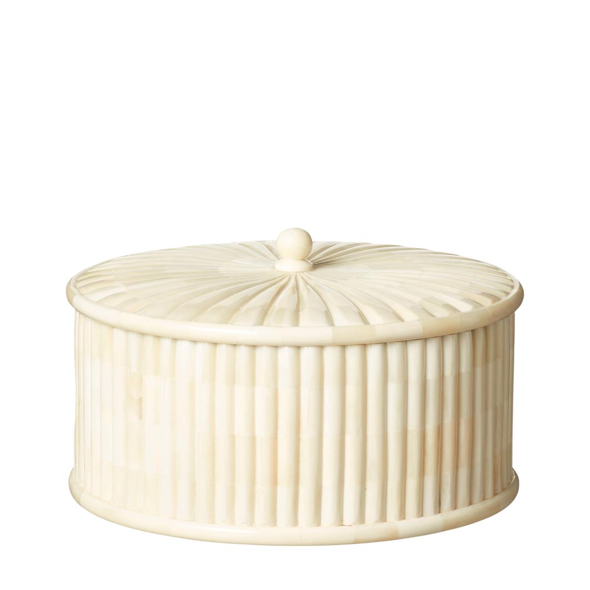 Decimus Round Bone Box With Lid - Ivory White – image 2