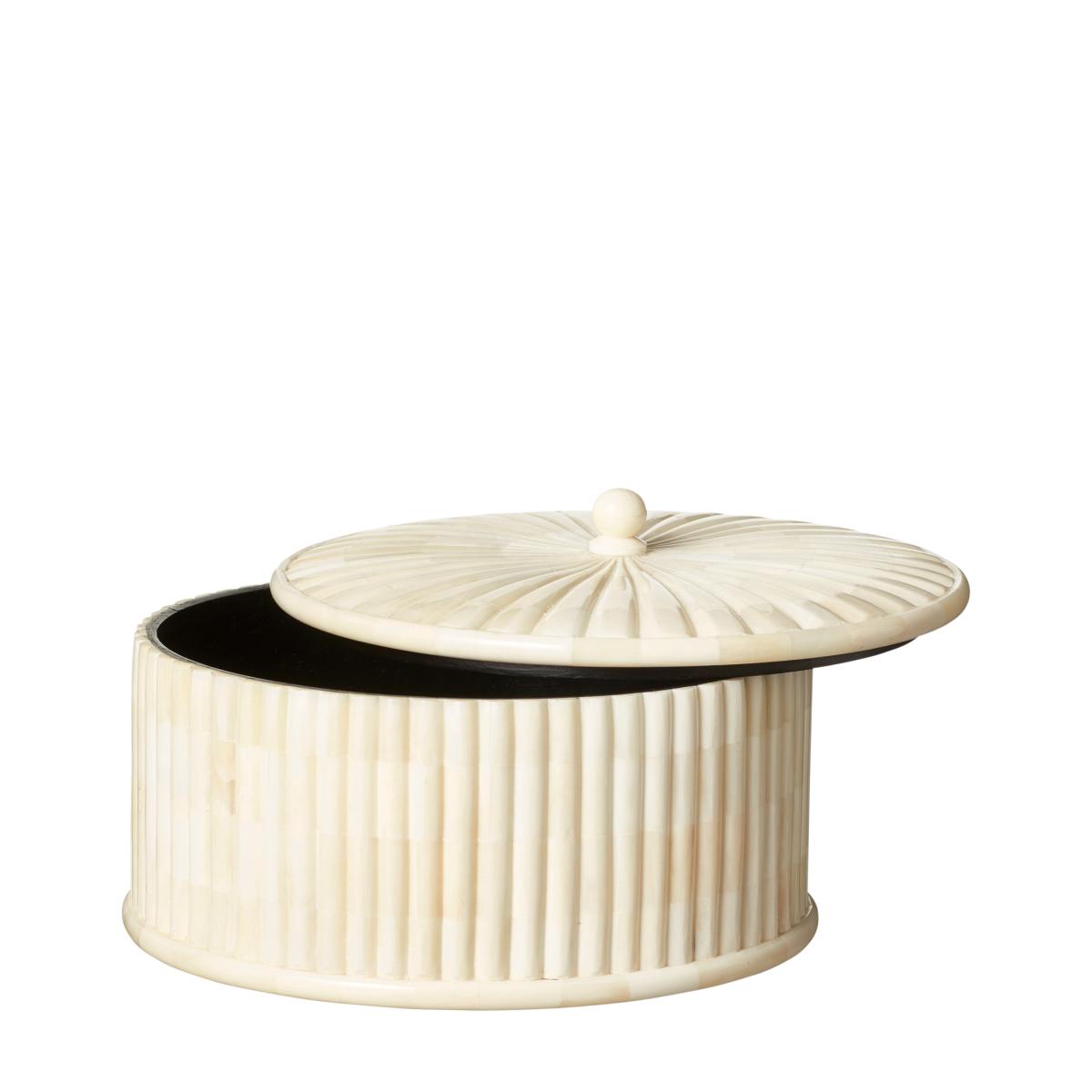 Decimus Round Bone Box With Lid - Ivory White – image 4