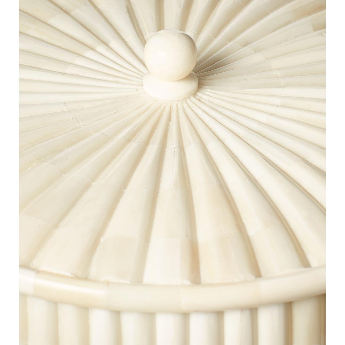 Decimus Round Bone Box With Lid - Ivory White – image 5