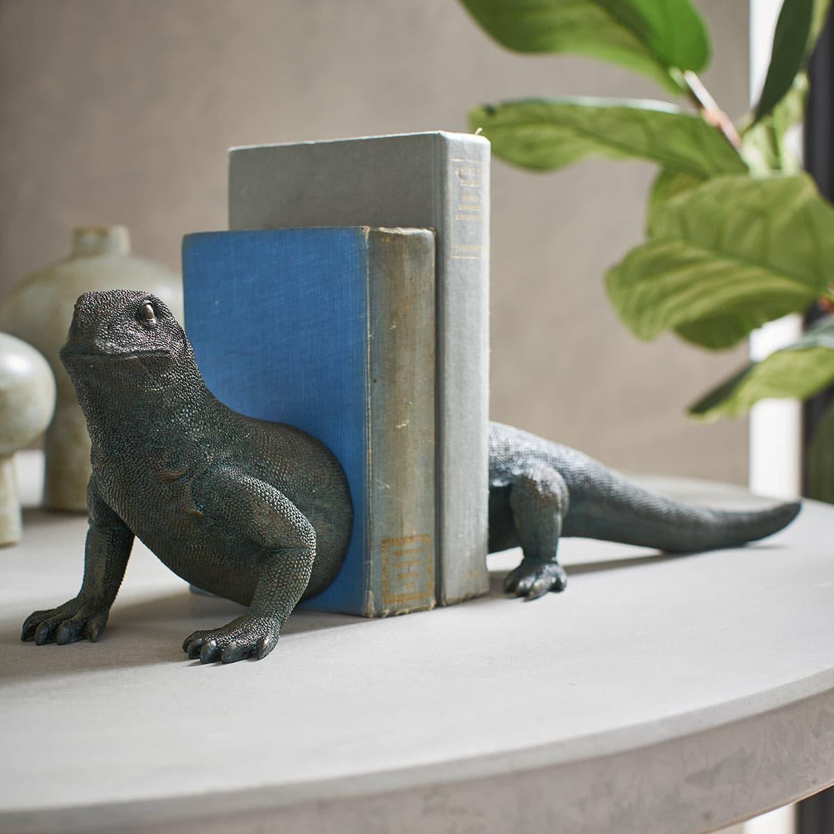 Gazing Lizard Bookends - Metallic Black – image 6