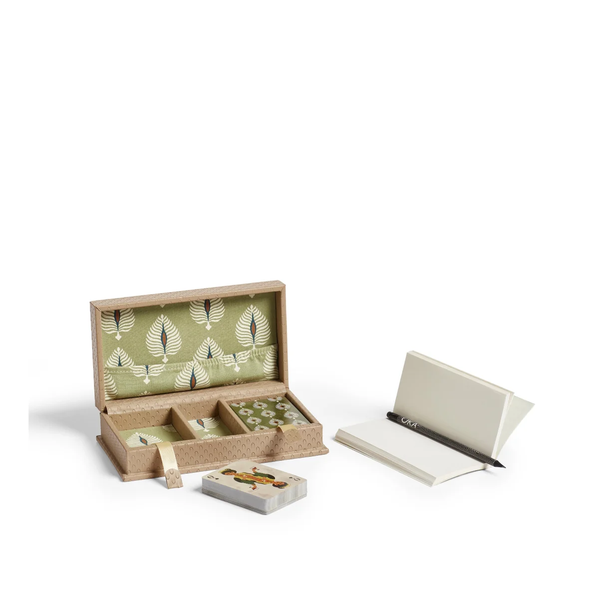 OKA, Emsworth Playing Card Holder with Ocellus Printed Stationary - Taupe, Storage Box – image 3
