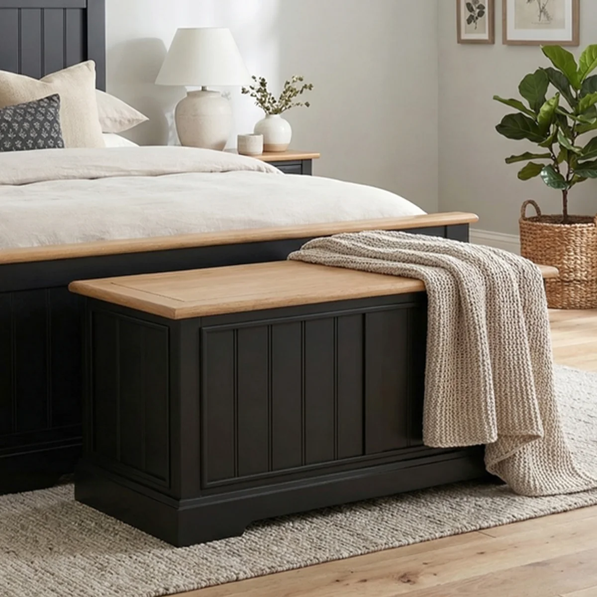 Charlton Oak and Black Painted Blanket Box – image 2