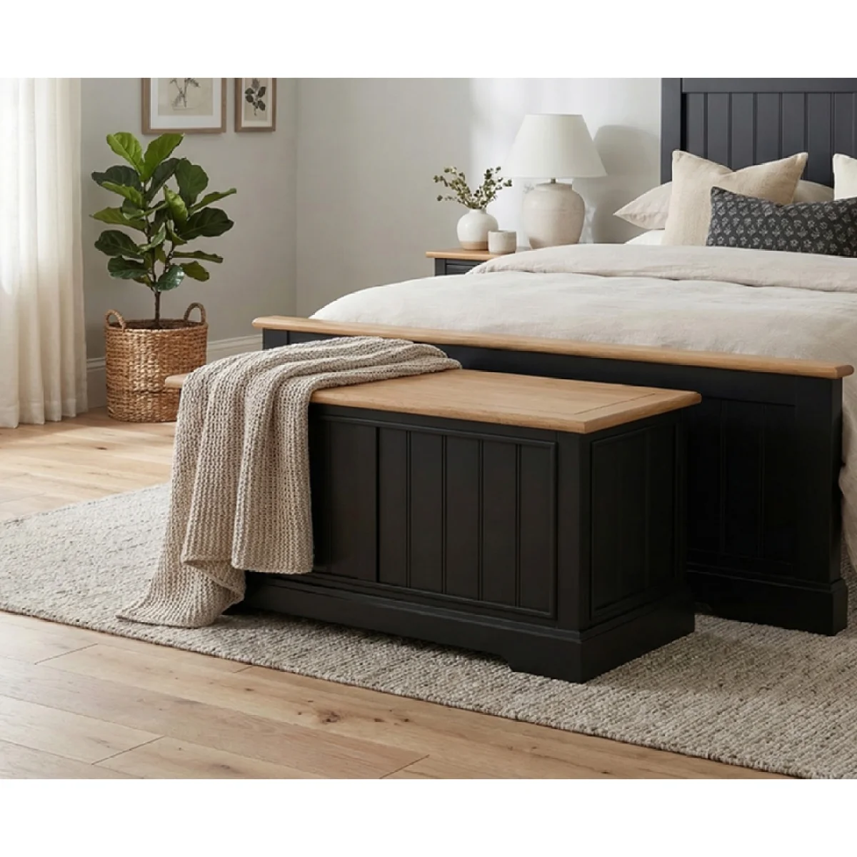 Charlton Oak and Black Painted Blanket Box – image 3