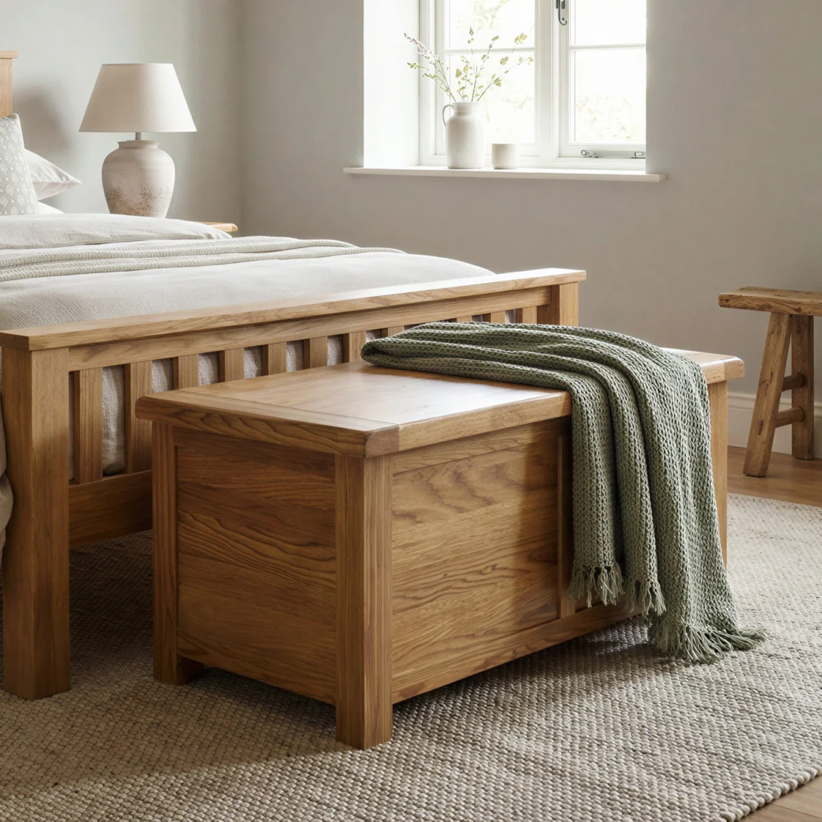 Harrogate Rustic Solid Oak Blanket Box – image 2