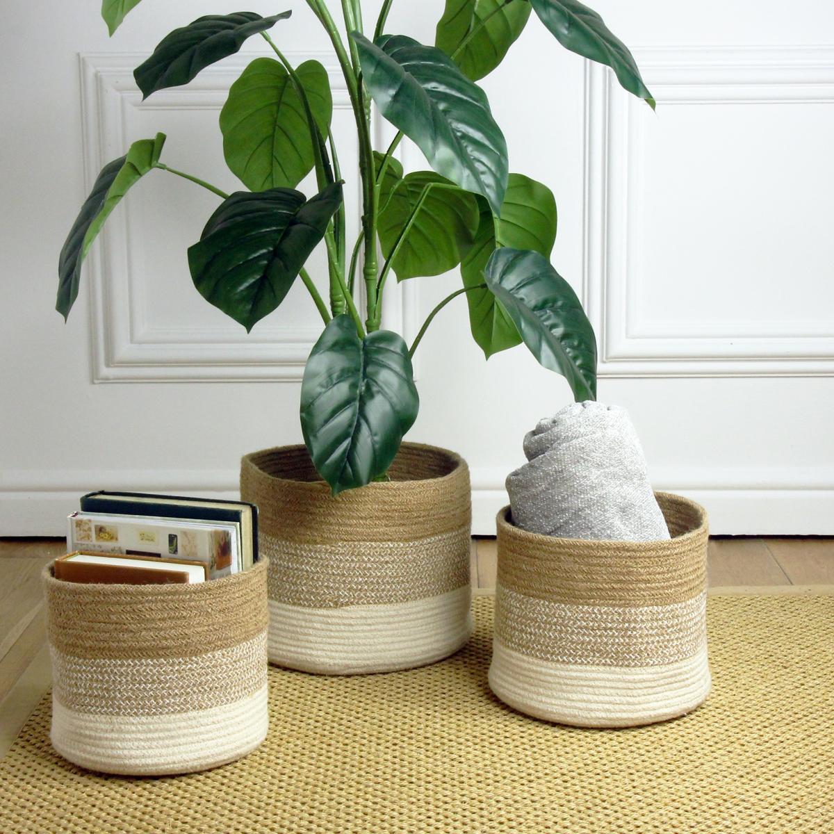 Esselle Barking Set of 3 Jute Nested Baskets - Cream – image 4